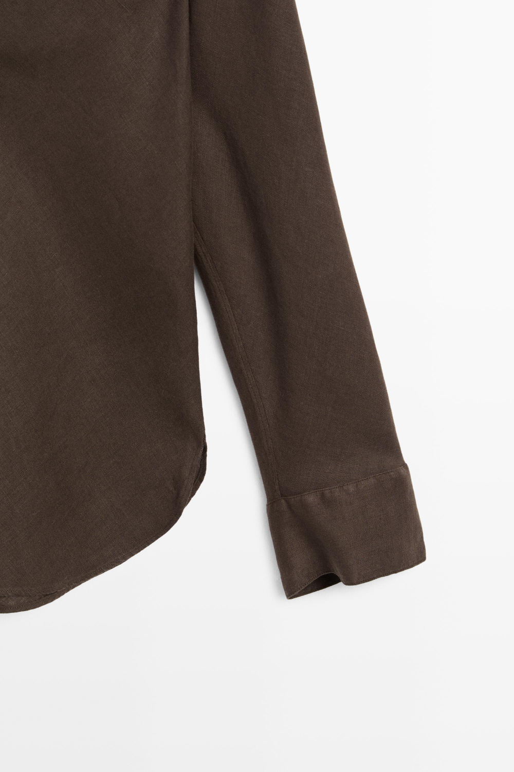 Massimo Dutti Рубашка с воротником-стойкой из 100% льна, коричневый