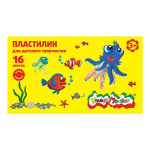 Пластилин классический 16 цветов, 240 гр, со стеком (Каляка-Маляка)