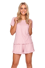Легкая пижама с рюшами (Размер: L) (Цвет: розовый)