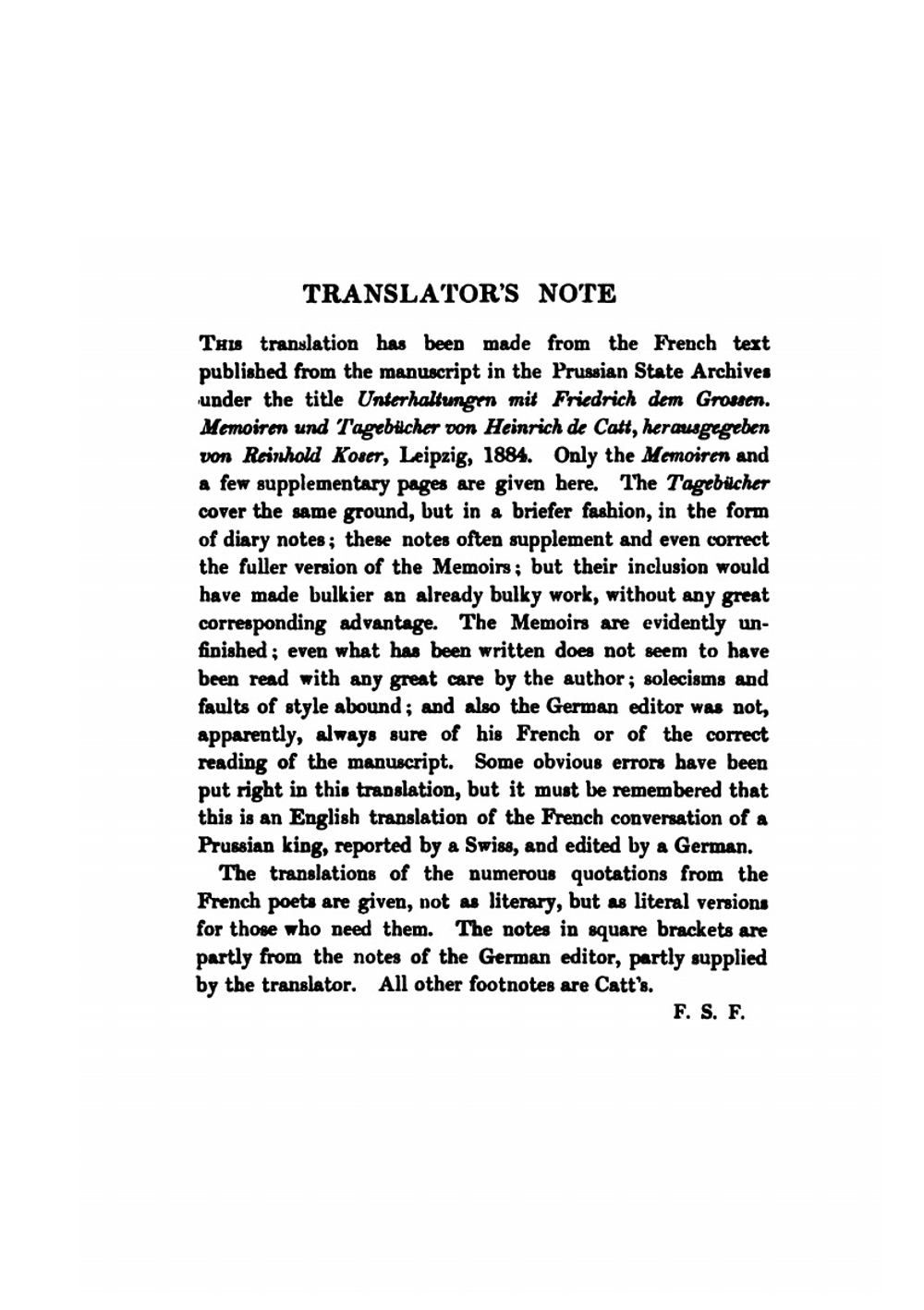 Frederick the Great: The Memoirs of His Reader, Henri de Catt (1758-1760). Volume 1 | Henri de Catt