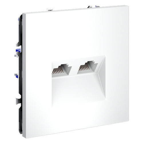 Розетка компьютерная встраиваемая VOLTUM S70 двойная RJ45+RJ45 кат.6, (белый матовый)