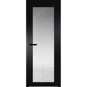 Межкомнатная алюминиевая дверь Profil Doors AGP 1 чёрный матовый RAL 9005 стекло прозрачное