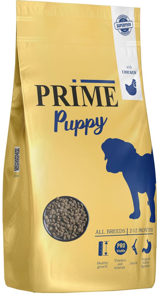 PRIME 15кг Puppy All Breeds Корм для щенков всех пород от 2 до 12 месяцев, с курицей