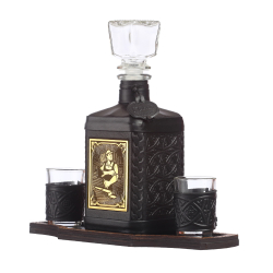 Графин «Строителю-4» с накладкой покрытой золотом 999 пробы