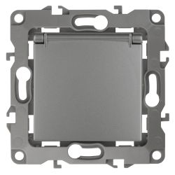 Розетка ЭРА Серия 12 12-2103-12 2P+E Schuko со шторками с крышкой 16A-250В IP20 графит | Эра 12