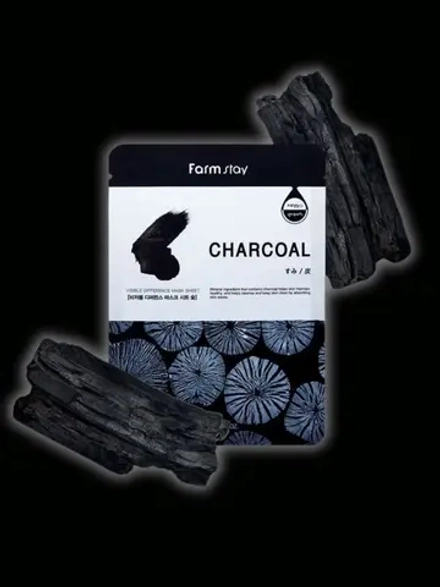 FARMSTAY - МАСКА ТКАНЕВАЯ ДЛЯ ЛИЦА С УГЛЕМ VISIBLE DIFFERENCE MASK SHEET CHARCOAL, 23 ML