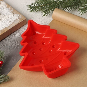 Форма силиконовая «Ёлочка с гирляндой», 17х16х3 см