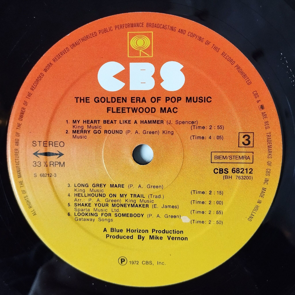 Винтажная виниловая пластинка LP Fleetwood Mac The Golden Era Of Pop Music (Holland 1972)