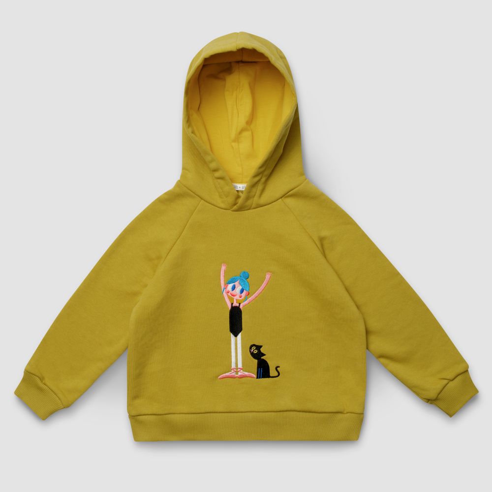 Толстовка с капюшоном "Балерина и кот"