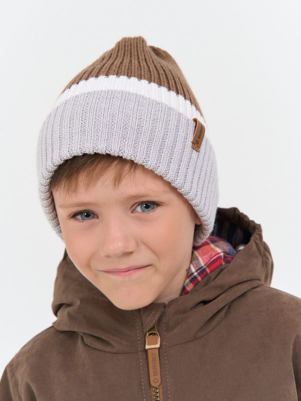 Шапка тыква из смесовой шерсти однослойная Колор блок 