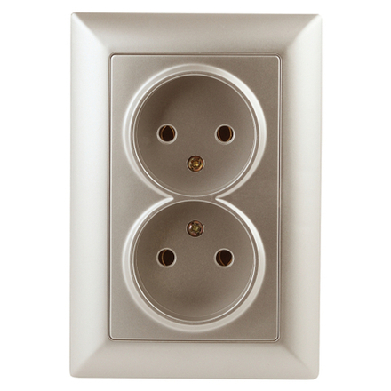 Розетка Intro Solo 4-204-04 2х2P 16А-250В СУ шампань