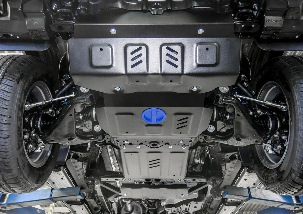 Защита радиатора, картера, КПП и РК Rival для Toyota Fortuner II (V - 2.7; 2.8D) 4WD 2017-2020 2020-н.в., сталь 1.8 мм, 4 части, с крепежом, штампованная, K111.5770.1