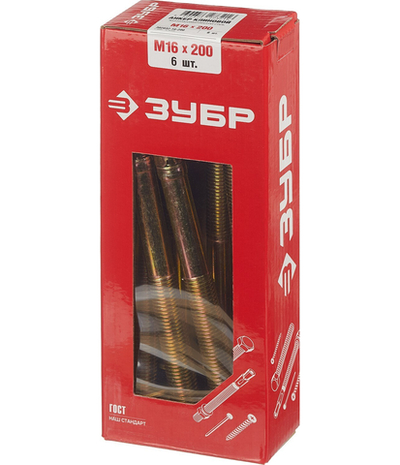 ЗУБР М16 х 200 мм, 6 шт, клиновой анкер (302032-16-200)