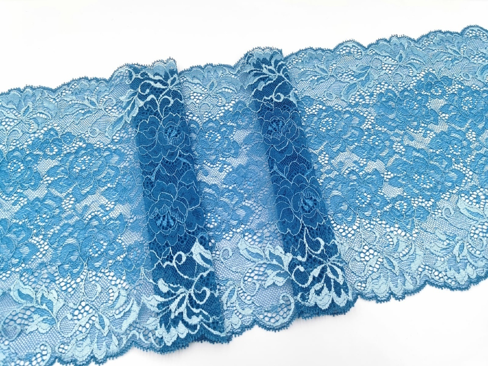 Эластичное кружево, ОПТ, 22 см, аква, (Арт: EK-2533), м