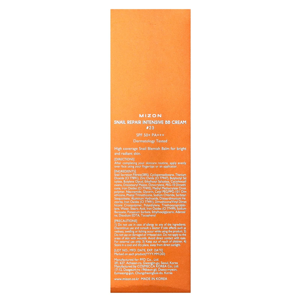 Mizon, Интенсивный BB-крем Snail Repair, SPF 50+ P +++, # 23, 50 мл (1,76 унции)