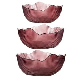 Салатник, набор 3шт. "Frost stripe" (розовый) d=12,5/15,5/19см (стекло) (транспортная упаковка)