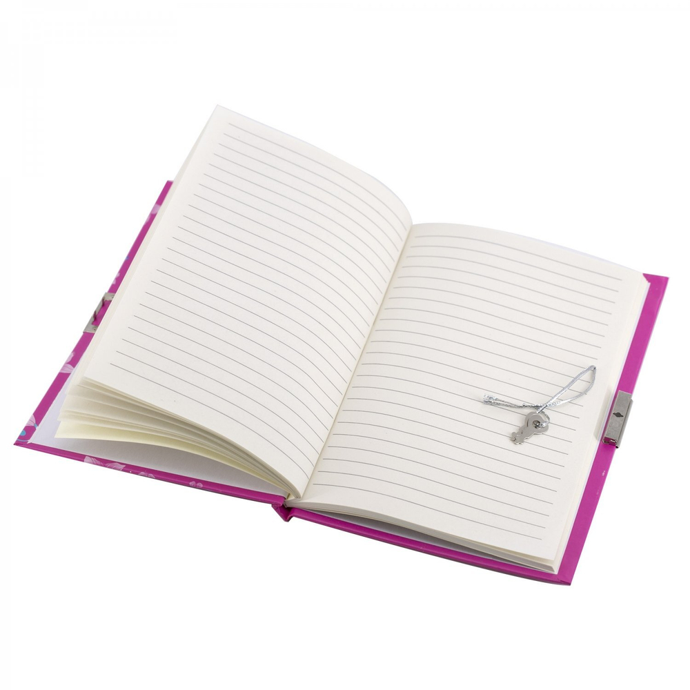 Блокнот в футляре, 14,5 см * 21,0 см, 7БЦ, Alingar, ламинация, фольга, замочек, линия, 40 л., "Бабочки и розы", синий