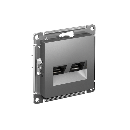 Розетка компьютерная 2-м AtlasDesign RJ45 кат.5E механизм сталь SE ATN000985