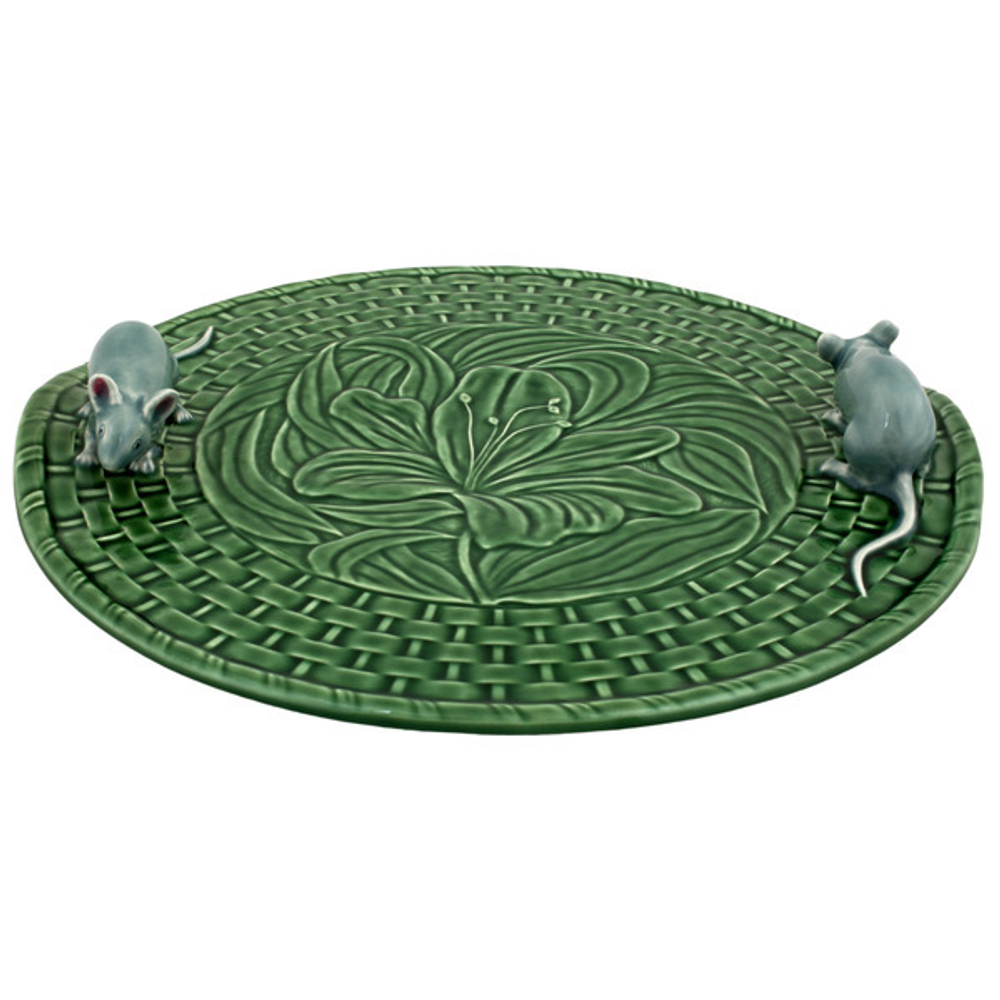 Блюдо для сыра с ручками Bordallo Pinheiro Мыши 31.5см зеленое