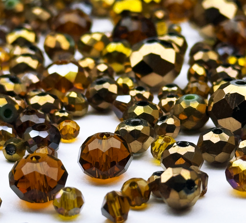 МБ-14 Хрустальные бусины, форма: МИКС, цвет: Коричневый, 25 гр.