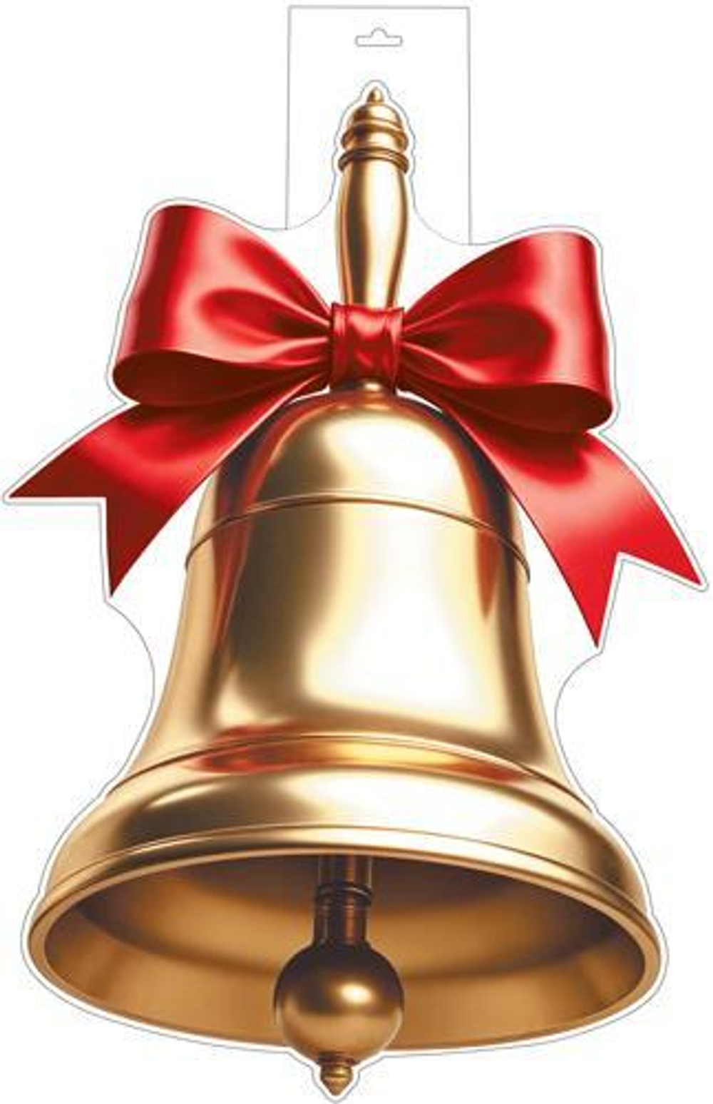 Плакат вырубной А3+ "Колокольчик золотой с красным бантом" двухсторонний, ВД-лак Ф-17295 (Сфера)