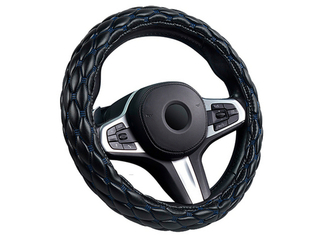 Оплетка на руль круглая CarFashion -XXL- «SHUTTLE» 31699 - Экокожа - черный/синий