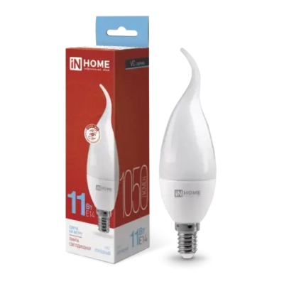 Лампа светодиодная LED-СВЕЧА НА ВЕТРУ-VC 11Вт 230В Е14 6500К ХОЛОДНЫЙ СВЕТ 1050Лм IN HOME