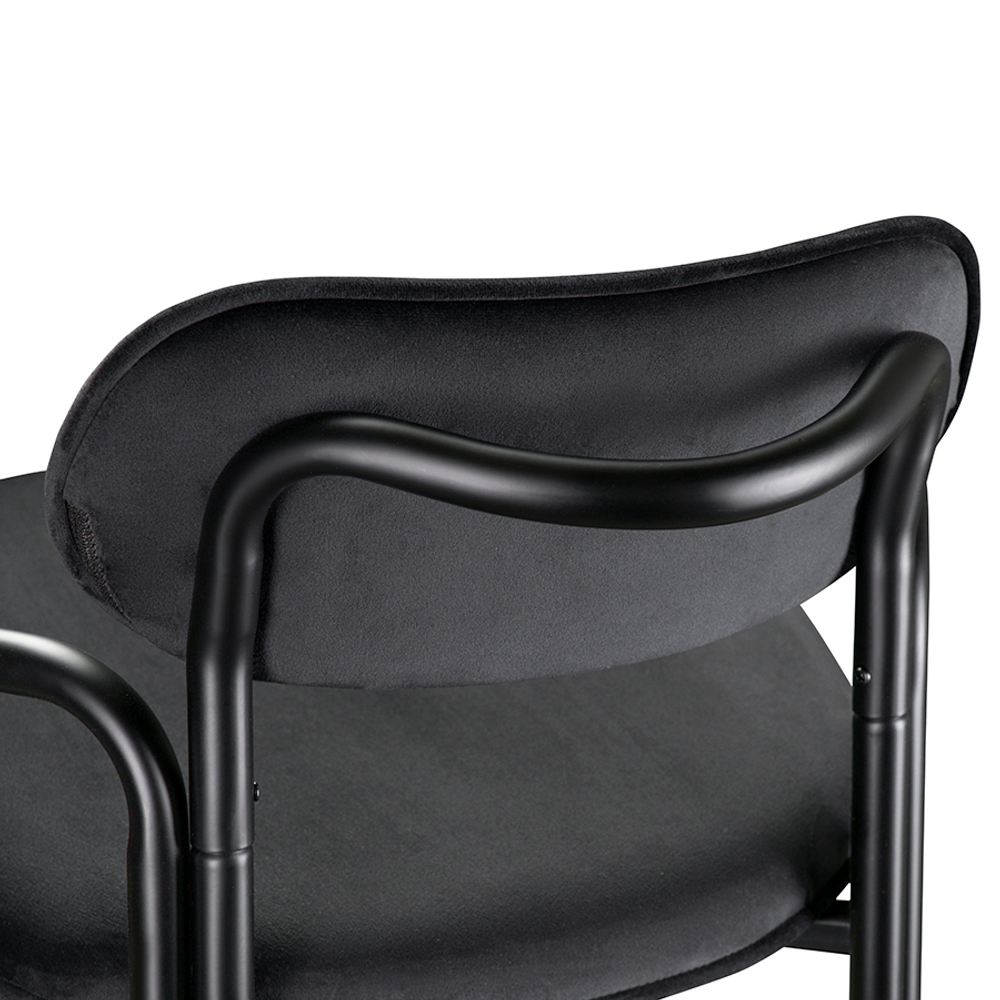 Стул полубарный LATITUDE Ror, Round, велюр, черный/черный