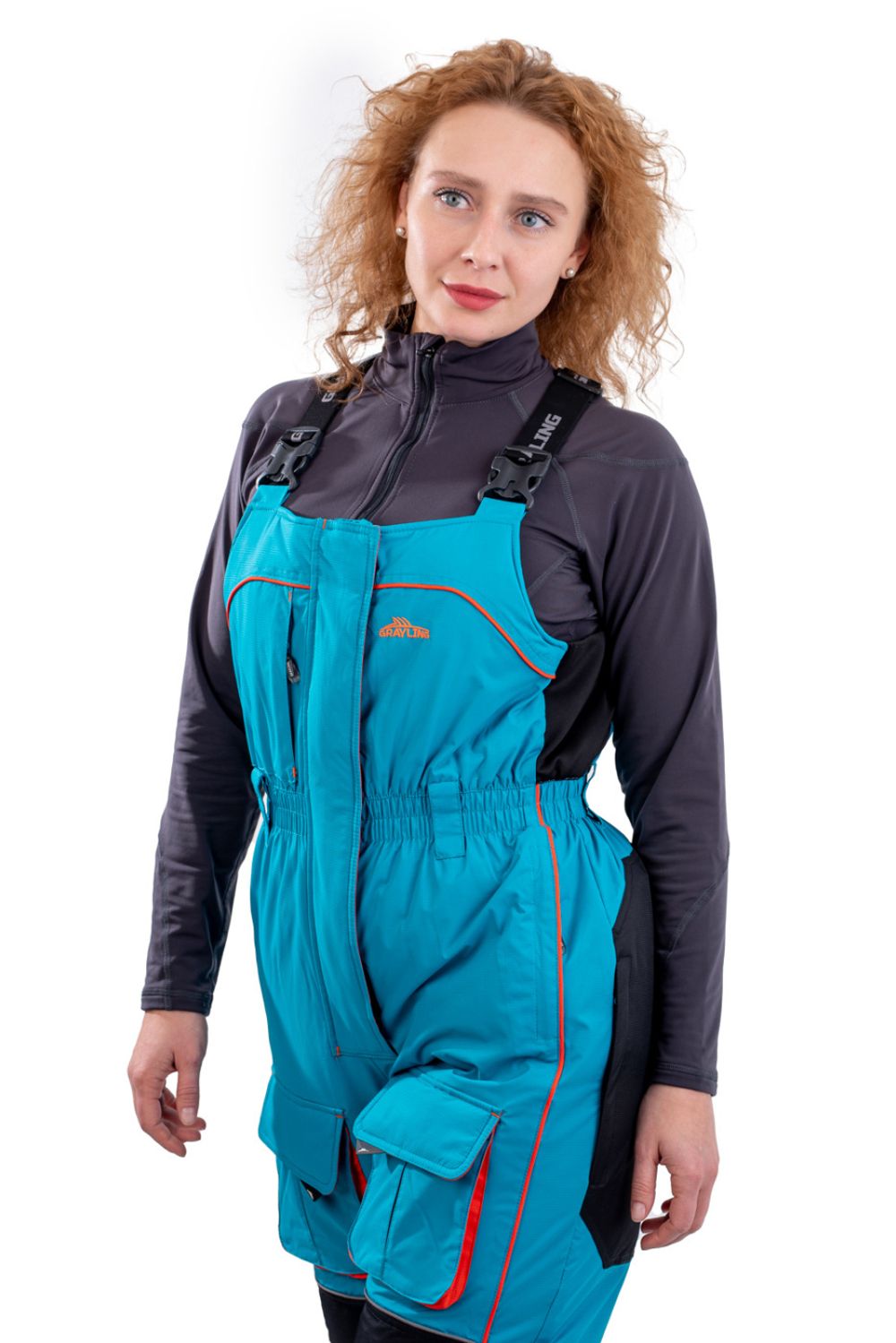 Костюм зимний женский «Камчатка» -45 бирюзово-оранжевый GRAYLING, Novatex