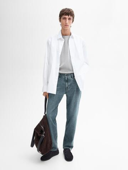 Massimo Dutti РУБАШКА КЛАССИЧЕСКОГО КРОЯ ИЗ ХЛОПКА, БЕЛЫЙ