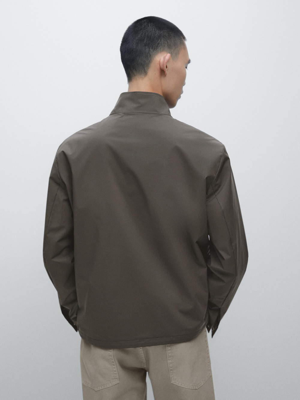 Massimo Dutti Куртка из эластичной ткани с двойной молнией, зеленый