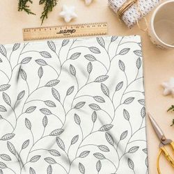 Ткань кулирная гладь листочные силуэты