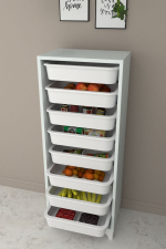 Стеллаж DORA с 8 выдвижными ящиками - белый