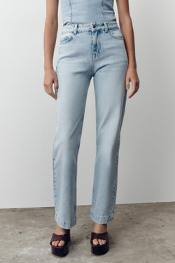 ZARA ДЖИНСЫ Z.04 STRAIGHT СО СРЕДНЕЙ ПОСАДКОЙ, ГОЛУБОЙ