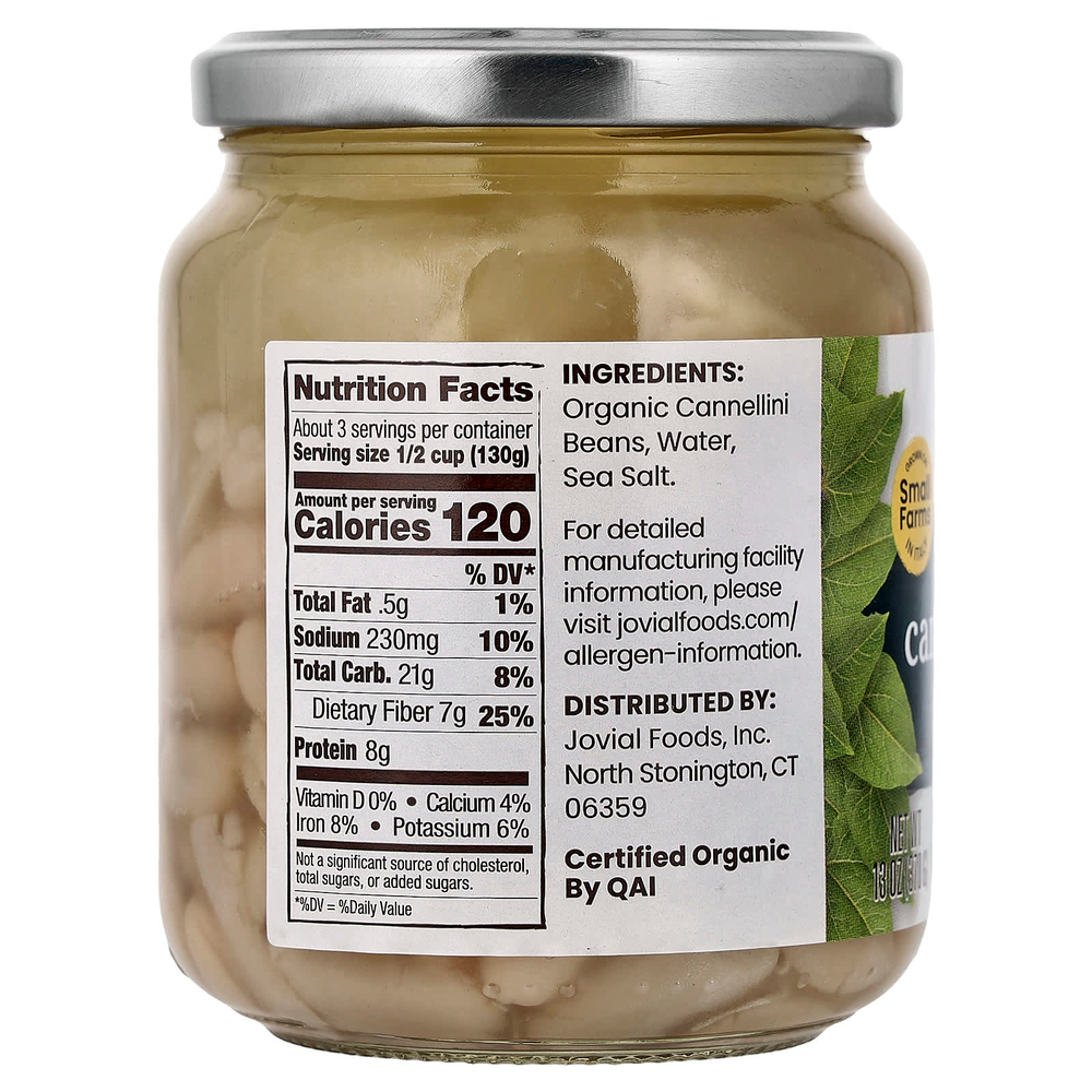 Jovial, 100% органическая фасоль каннеллини, 370 г (13 унций)