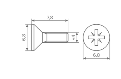 Винт потай M4х8 к крепежному уголку для профиля AQ FRAME цинк