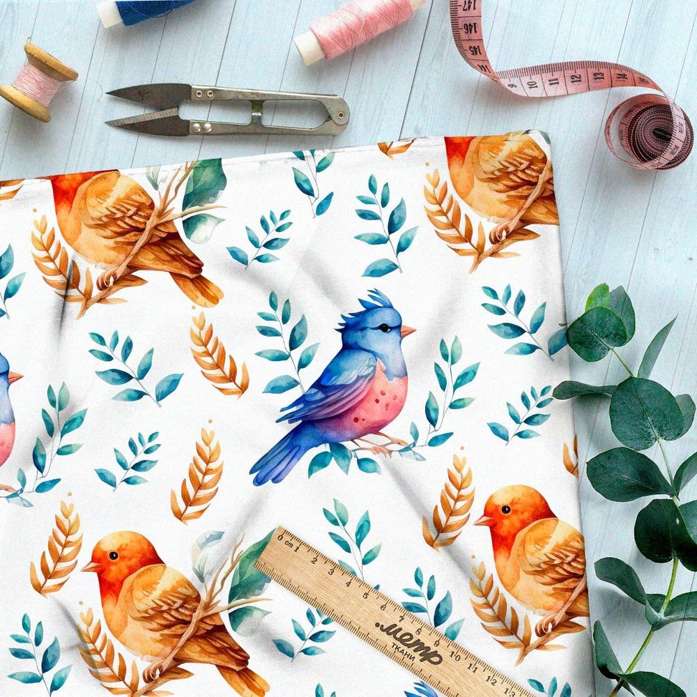 Ткань премиум Оксфорд 600D садовые птахи