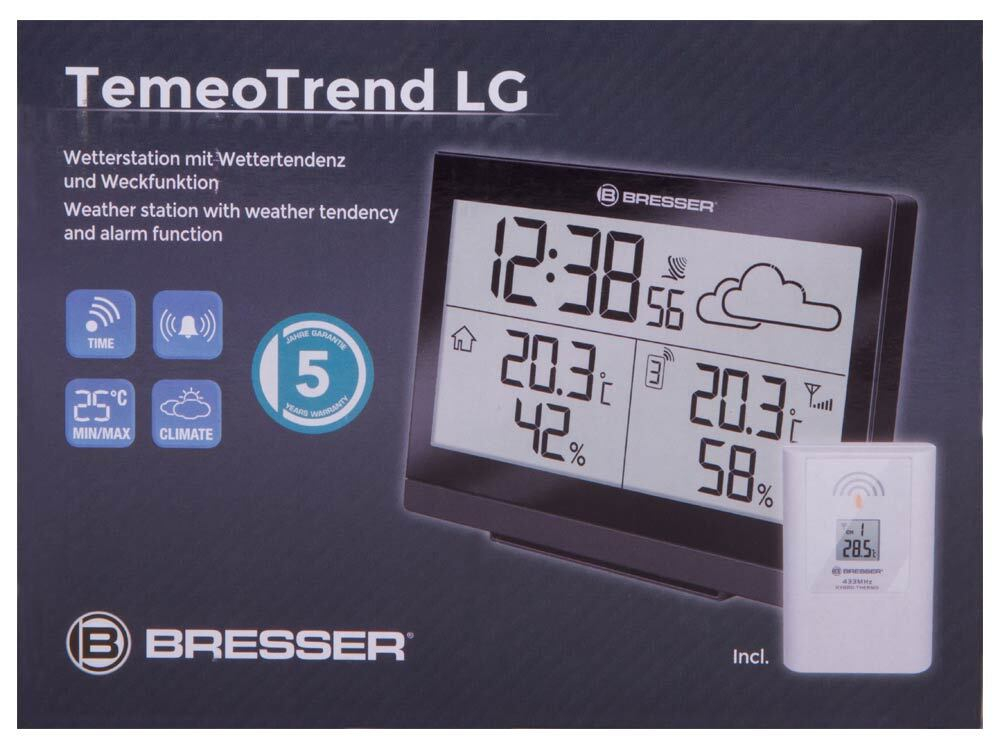 Метеостанция Bresser TemeoTrend LG с радиоуправлением, черная