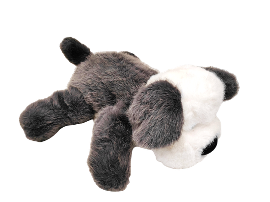 Мягкая игрушка Собачка лежачая серая с белой мордочкой 40см