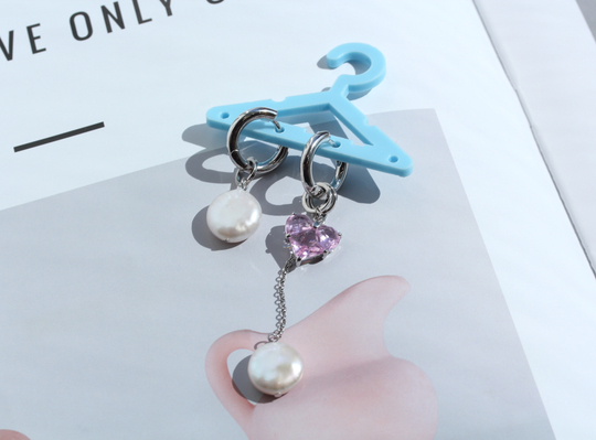 Серьги трансформеры Pearls and heart