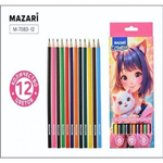 Карандаши 12цв. "Девочка Аниме" d грифеля=2,65мм. дерев. шестигран. коробка (Mazari)