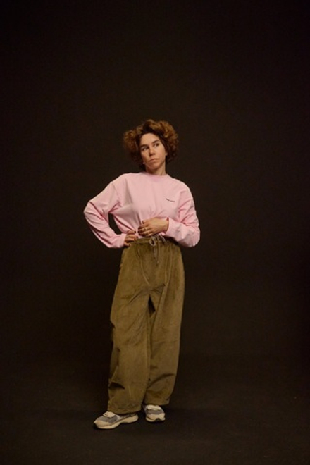 Брюки-бананы из вельвета, хаки