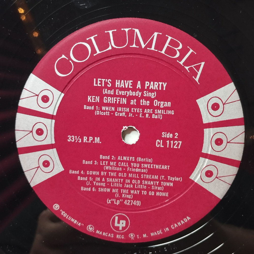 Винтажная виниловая пластинка LP Ken Griffin Lets Have A Party (And Everybody Sing) (Canada 1958)