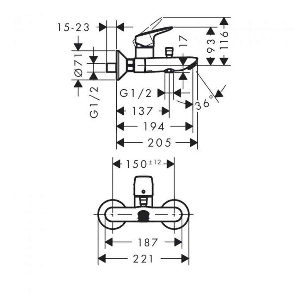 Смеситель для биде Hansgrohe Metris S,  31261000