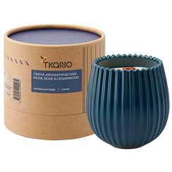 Свеча ароматическая с деревянным фитилём musk, rose & cedarwood из коллекции edge, синий, 60 ч