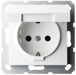 Розетка SCHUKO© с крышкой и защитными шторками 16A 250V~ 2P+T, цвет белый глянцевый