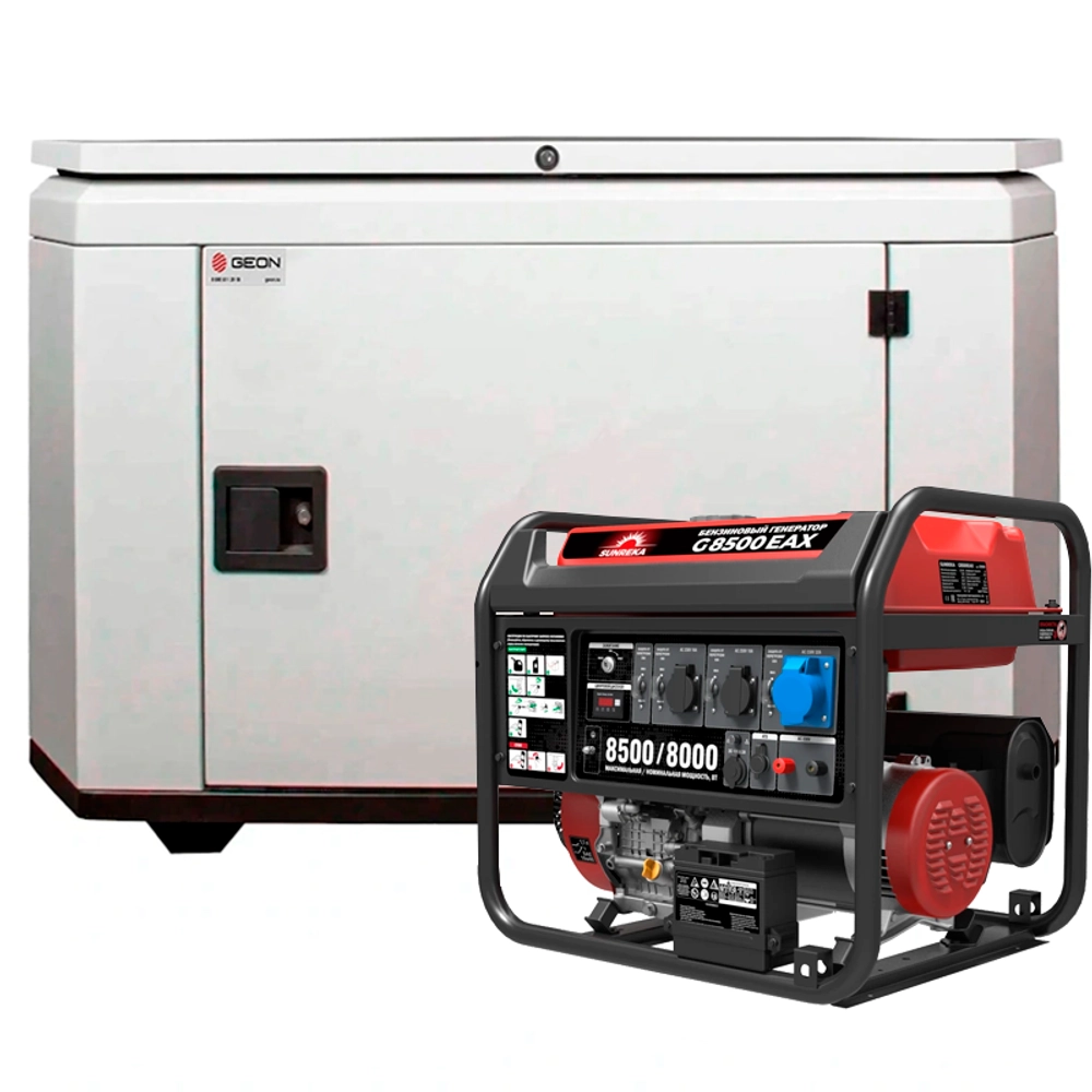 Генератор бензиновый SUNREKA G8500EAX с кожухом Geon 1400SS RAL 7035