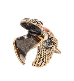 AM-2502 Кольцо «Совушка» (латунь, янтарь)
