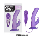 Гибкий фиолетовый вибратор с клиторальным стимулятором - 18 см. (Цвет: фиолетовый)