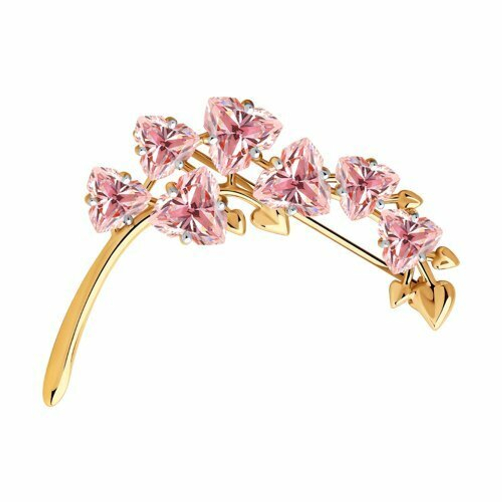 Брошь из золота с фианитами Swarovski